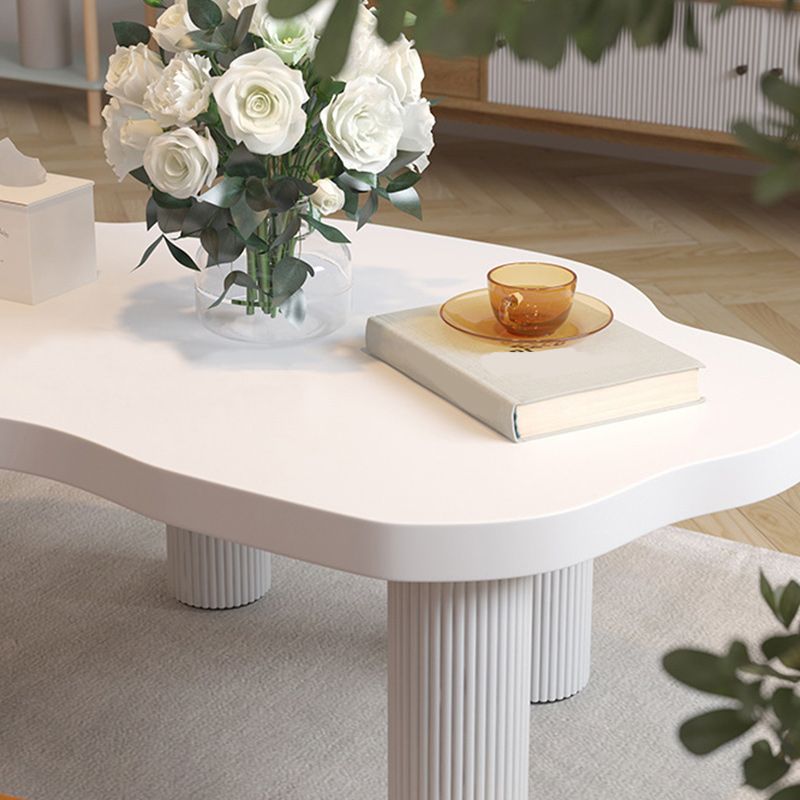 Contemporary White Coffee Cocktail Table Rectangle Wood Coffee Table Set