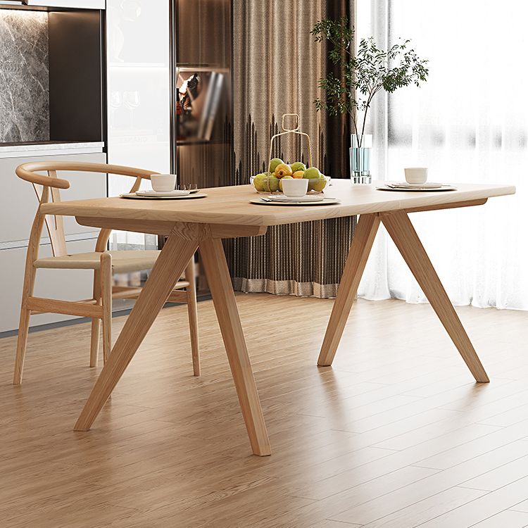 Modern Beige Dinette Set 1/2/4/5 Pieces Rectangle Ash Wood Dining Table Set