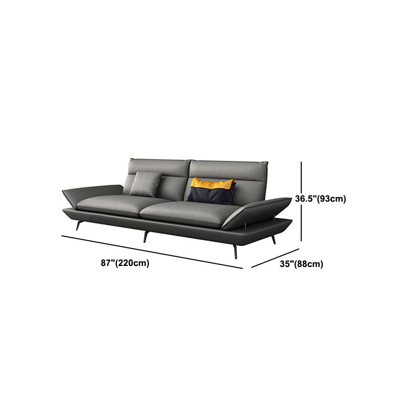Black Flared Arm Sofa Contemporary Standard Sofa for Living Room