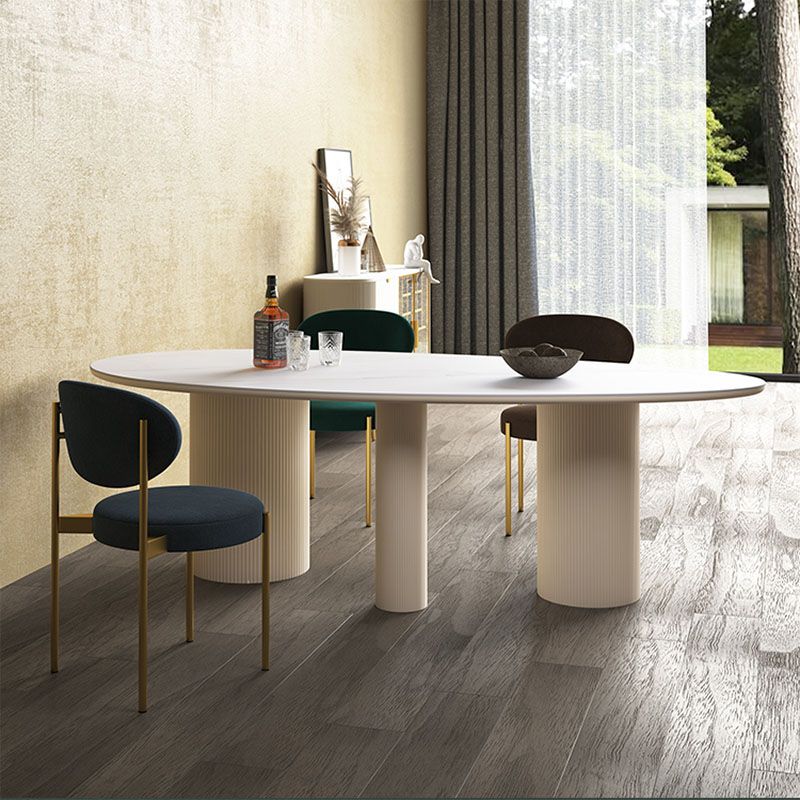 Modern Stone Top Dinette Table Oval Home Kitchen Dinner Tripod Dining Table