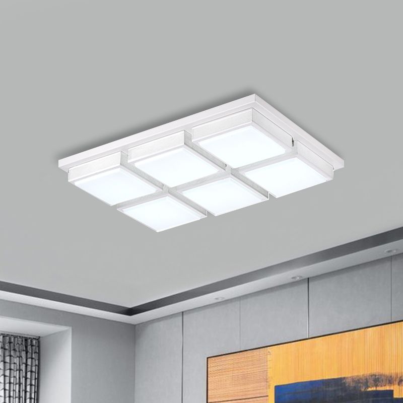 Hedendaags Vierkant/Rechthoek Flush Mount Licht Acryl 6/9 Verlichting Woonkamer Plafond Lamp in zwart/wit, warm/wit verlichting
