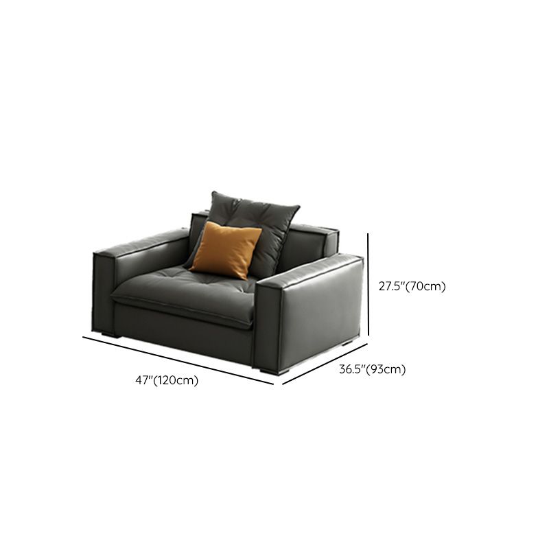 Mid Century Modern Seating with Pillows Sofa Tuxedo Arm in Gray
