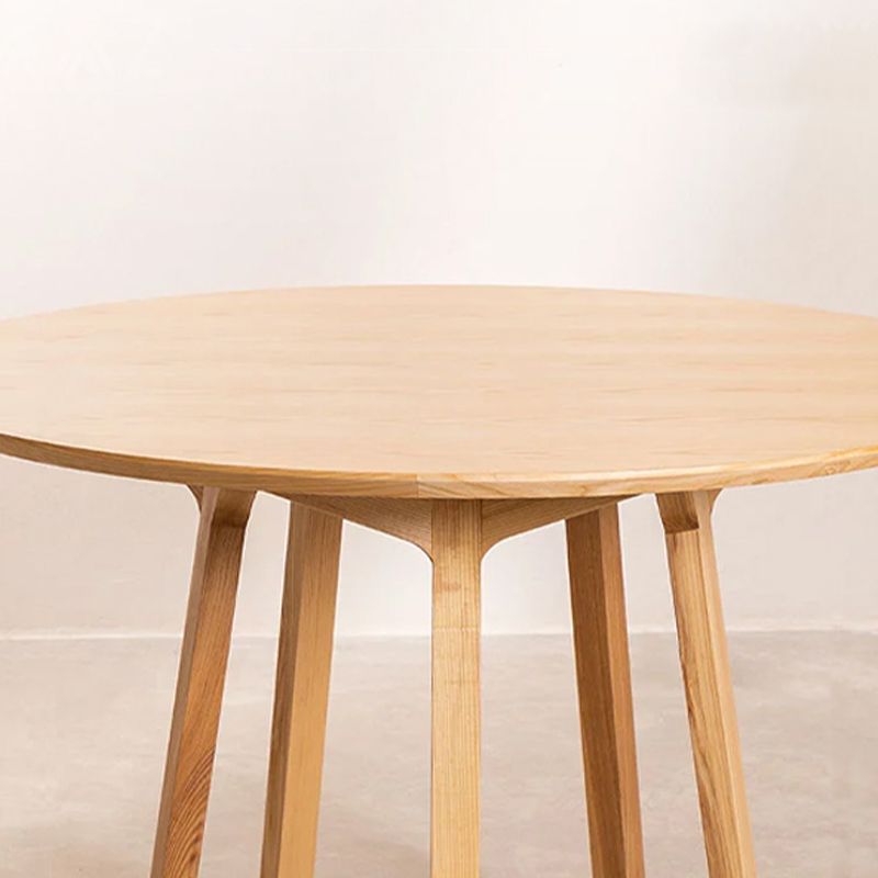 Modern Solid Wood Dining Table Wooden Round Table with Pedestal Base for Restaurant