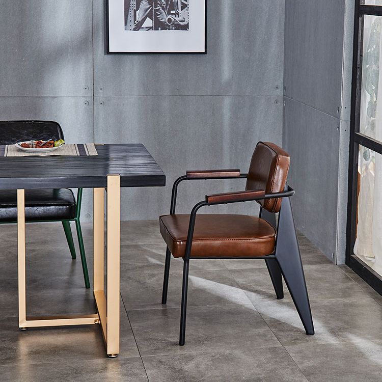 Chaise de salle à manger industrielle en métal, bras ouvert, chaise latérale de salle à manger pour usage domestique