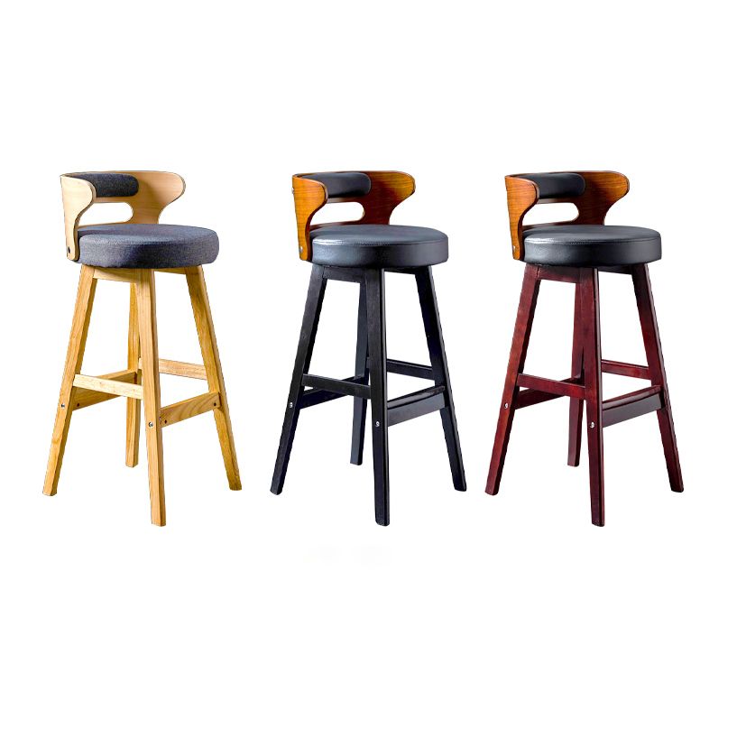 Contemporary Round Bar and Counter Stool Low Back Stool with 4 Legs