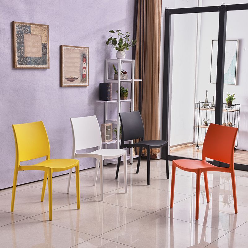 Contemporary Style Dining Chairs Plastic Armless Side Chairs for Kitchen