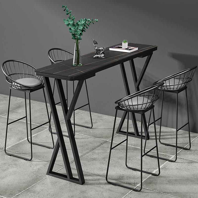 Industrial Rectangle Top Counter Table 42-inch Height Table for Coffee Shop