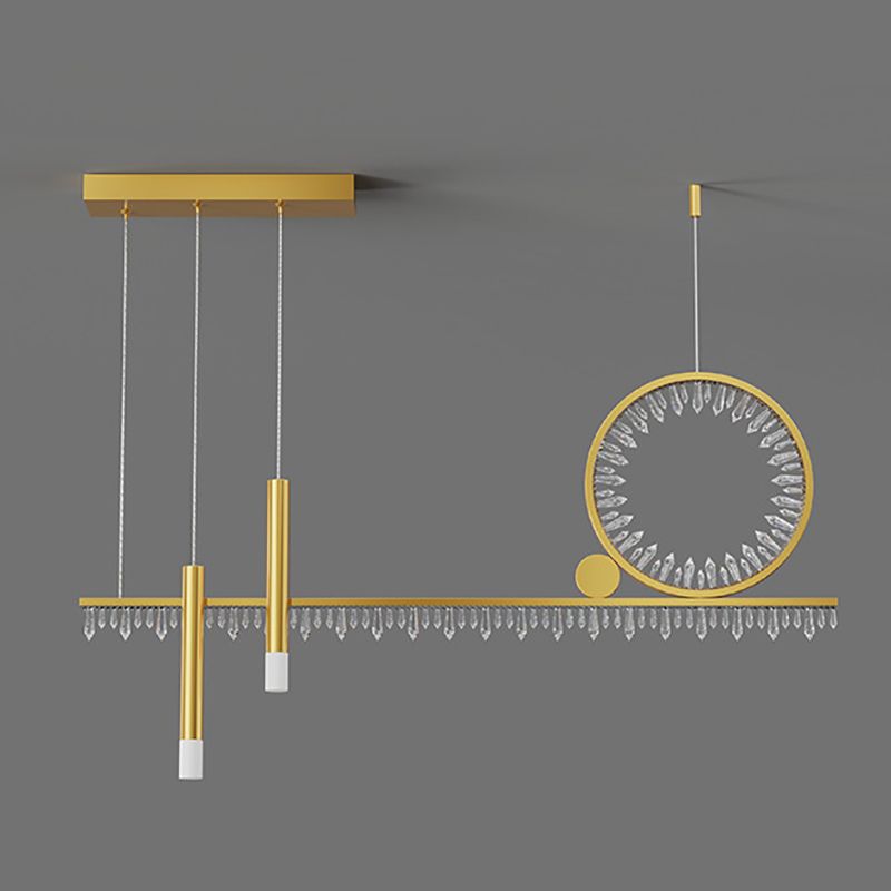Crystal Linear Island Lamp Simplicity LED Suspension Light for Dining Room