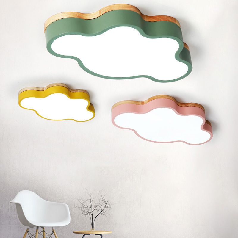 Nordic Simple Flush Ceiling Light Colorful Cloud LED Flush Mount Lighting for Bedroom