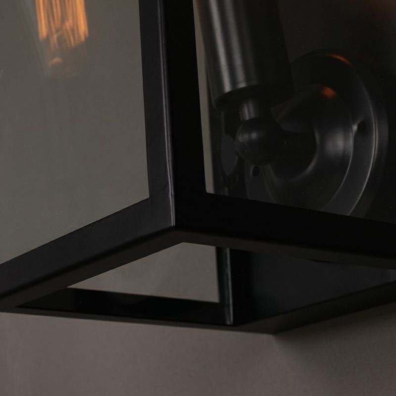 Klares Glas rechteckiger Kastenwand Lampe Einfachheit 1 Kopfkorridorwandleuchte in Schwarz