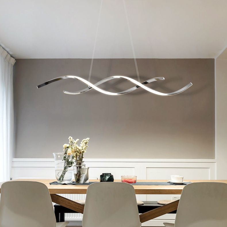 Minimalism Hanging Light Spiral LED Island Light Fixture for Dining Room