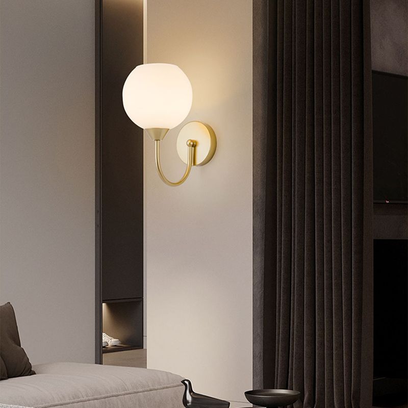 Nordic Style Wall Light Ball Shape Wall Lamp with Glass Shade for Bedroom