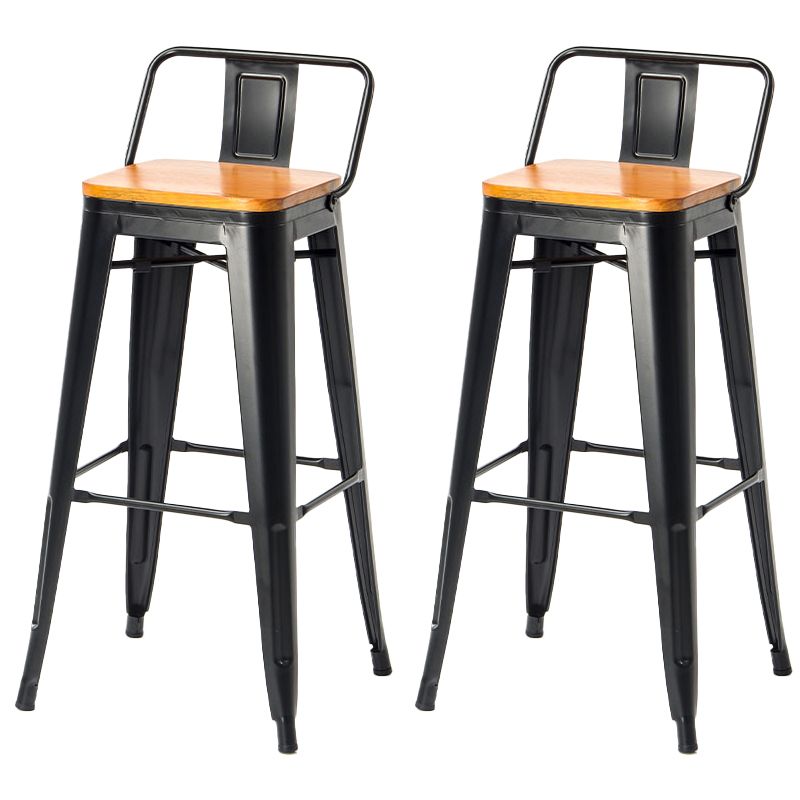 Modern Square Dining Stools Metal Armless Barstools with Footrest