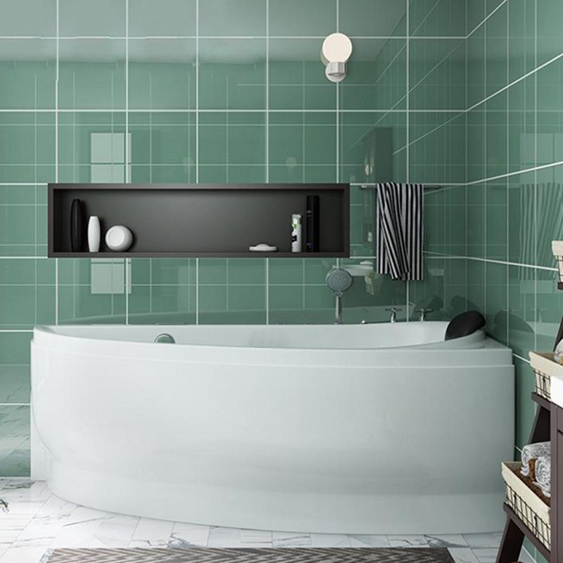 Back to Wall Corner Bathtub Acrylic White Modern Soaking Bath