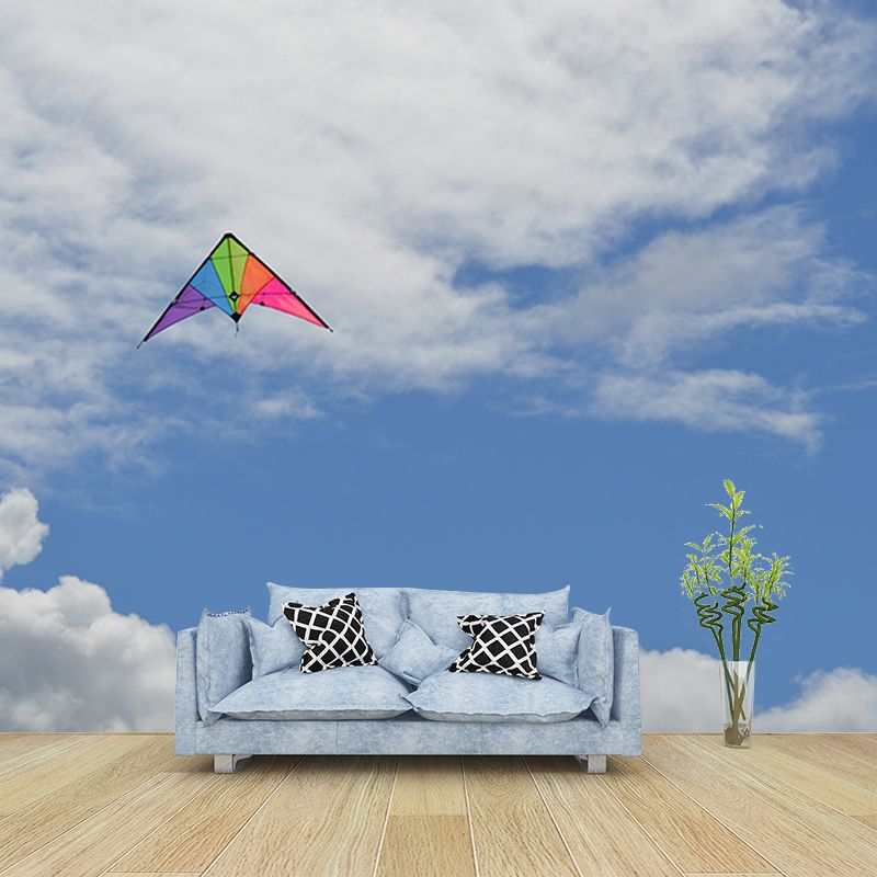 Blue Sky and White Clouds Wall Murals Moisture Resistant Wall Covering for Living Room