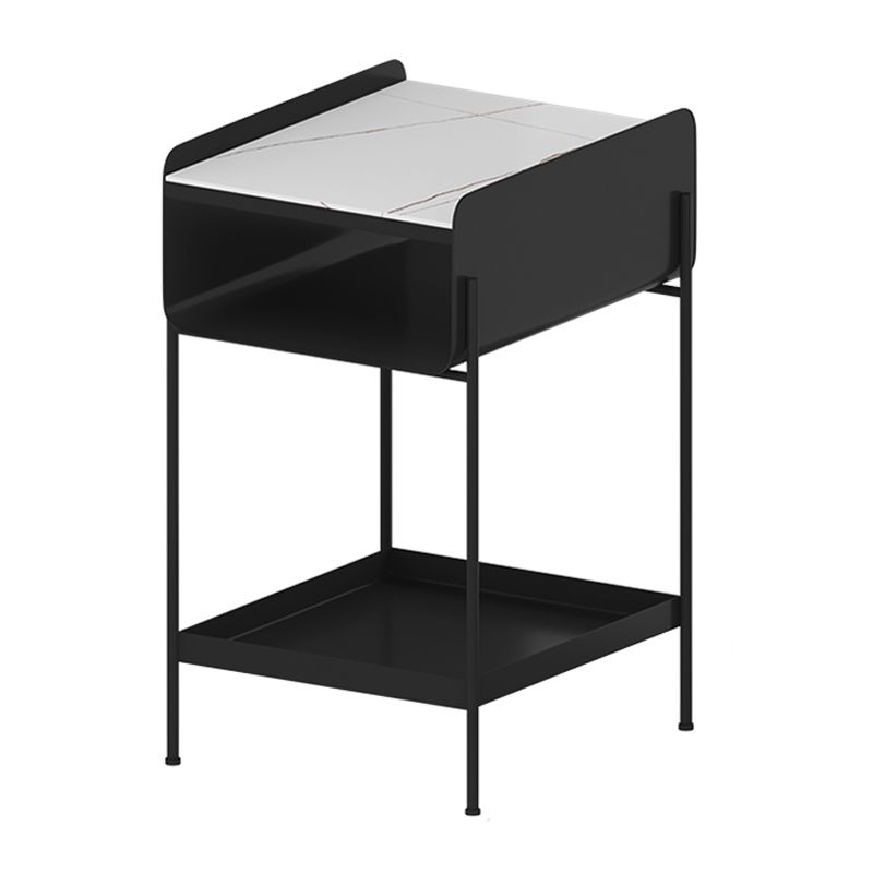 Modern 23.6" Tall 3 Legs End Table Square Slate Top End Table