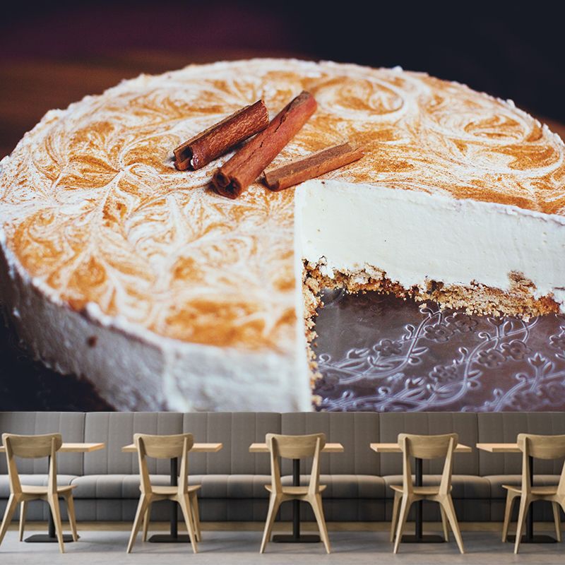 Cheesecake Dessert Wall Mural Minimalist Decoration Stain Resistant for Dessert Shop