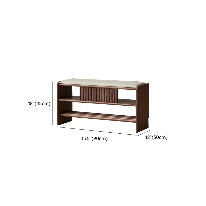 Modern Entryway Seating Bench Solid Wood Rectangle Bench in Brown