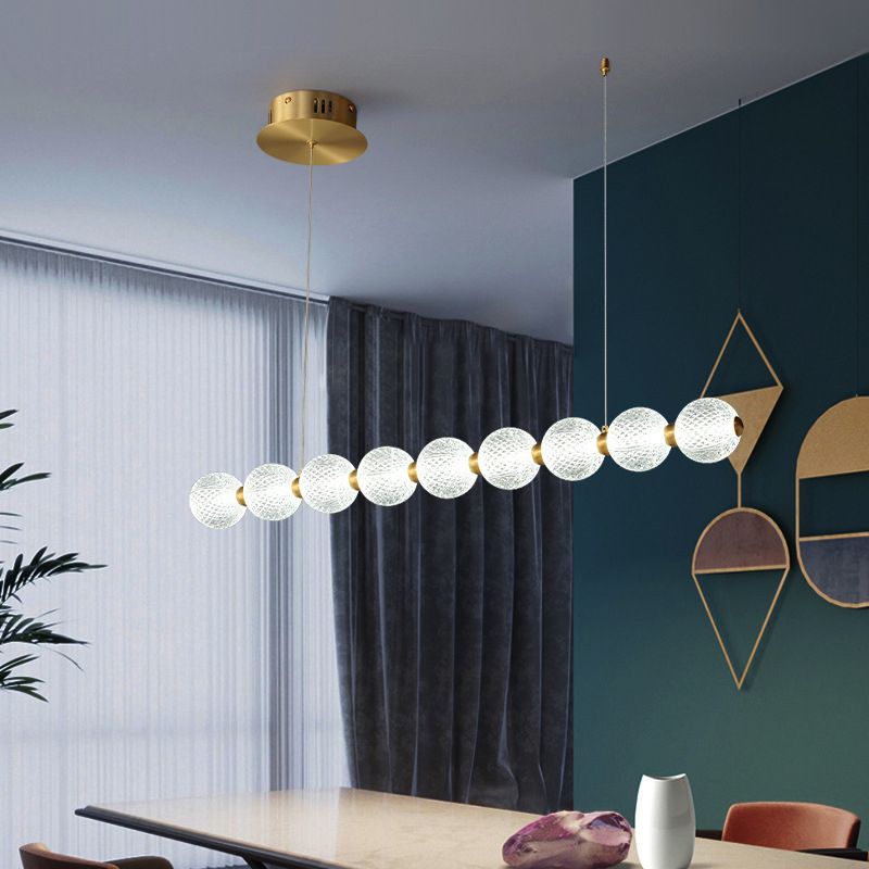 Clear Globe Acrylic Shade Island Pendant Modern Linear LED Dining Table Island Ceiling Light