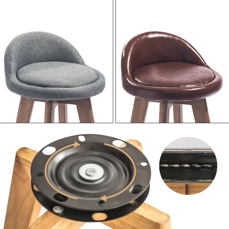 Modern Rubberwood Indoor Stool Matte Finish Upholstered Bar Stools