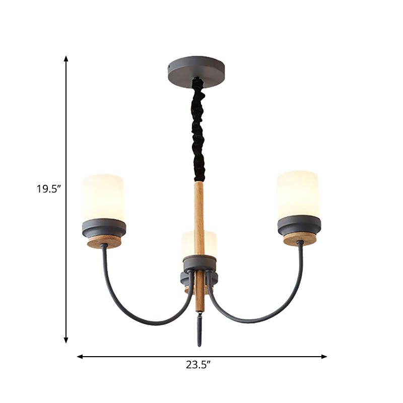 Art déco ombre effilée lampe suspendue en métal 3 lumières suspendues lustre pour chambre à coucher