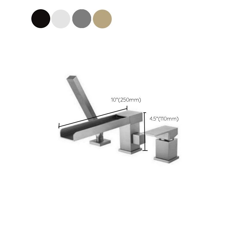 Modern Tub Filler Trim Copper with Hand Shower Deck-Mount Roman Tub Set