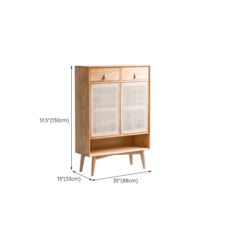 Contemporary Cabinet Rectangle Pine 2 Doors Pendant Pulls Accent Cabinet