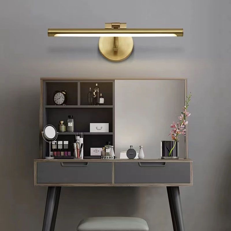 Armed Linear Wall Sconces Modern Metal 1 Light Sconce Light Fixtures in Gold for Lavatory