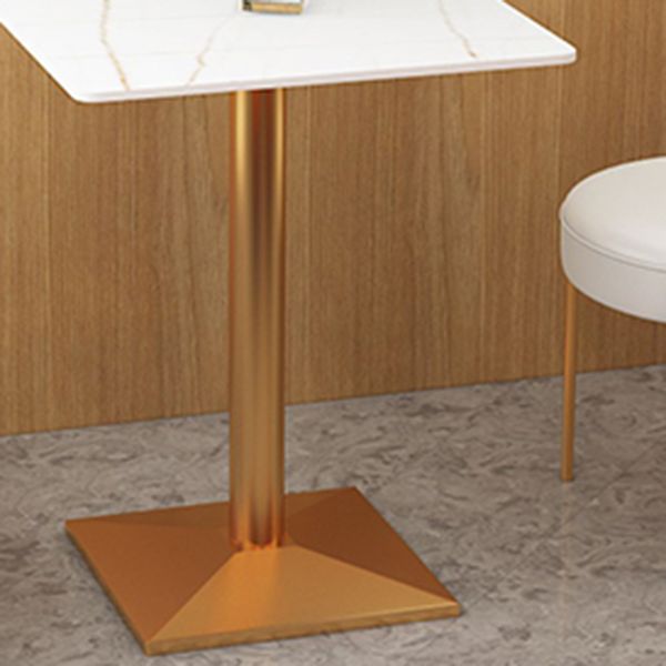 Traditional Luxury Dining Table White Sintered Stone Table with Metal Base