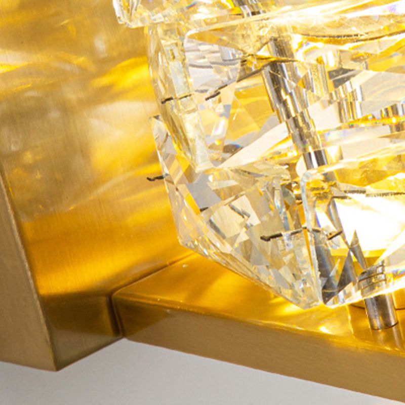 Modern Unique Shape Wall Mount Light Fixture Crystal Sconce Lamp in Gold