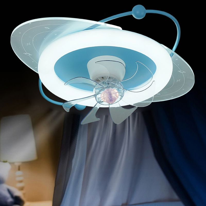 7-Blade Ceiling Fan Children Metallic Pink/Blue Fan with Light for Room