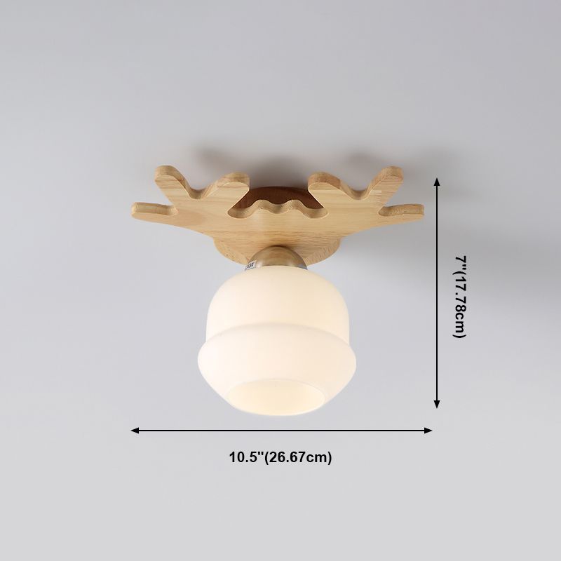 Antler Shape Ceiling Lamp Modern Wood 1 Light Flush Mount for Living Room
