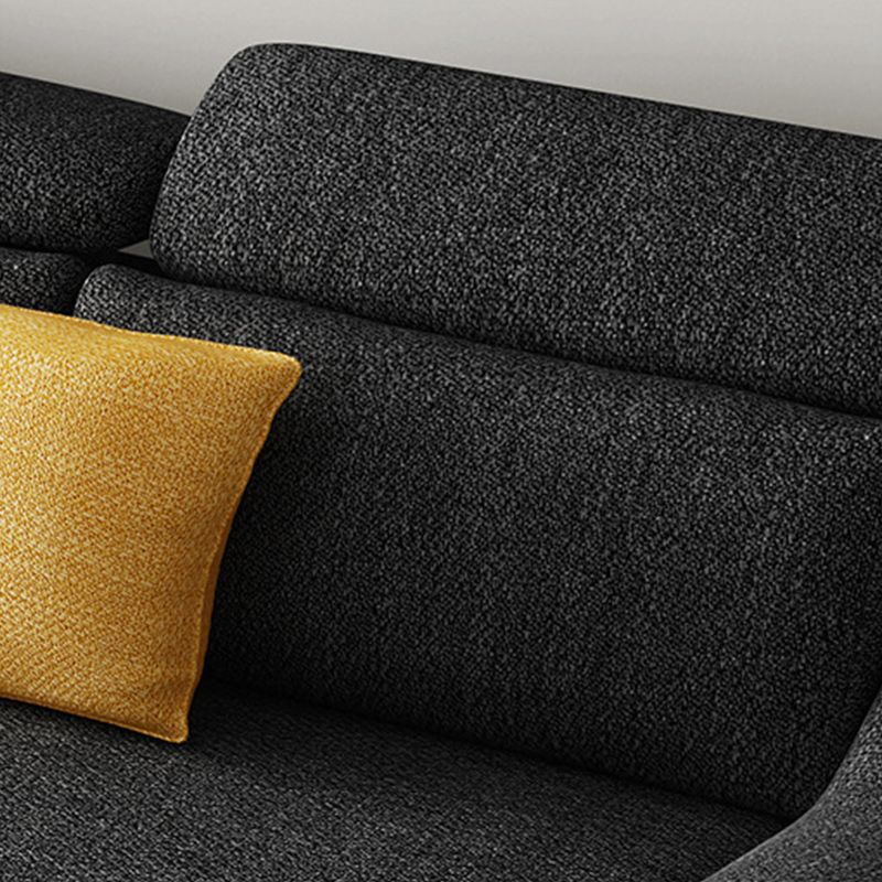 Linen 4-Seater Sectional Sofa with Sloped Arms for Living Room