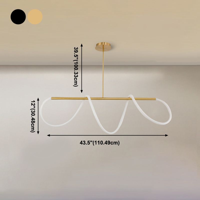 Modern Hanging Lamp Metal Linear Island Chandelier Lights for Dining Room