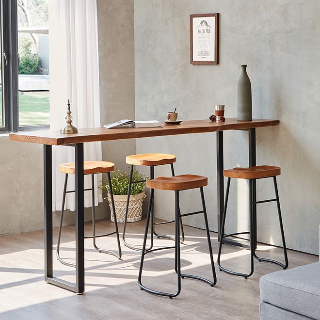 1/2/4/5 Pieces Industrial Rectangular Pub Table Set Wooden Counter Table with High Stools