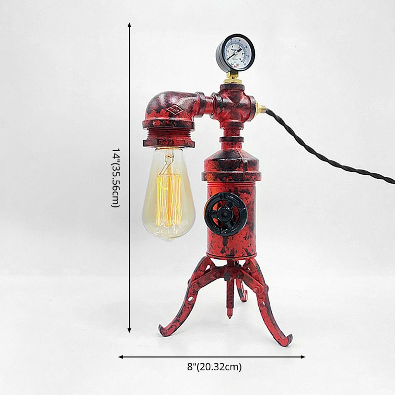 Lampada da tavolo a tubatura in rosso ruggine a vapore retro metallico in metallo camera da letto