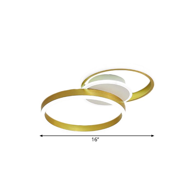 Dual Rings Flush Light Fixture Minimalist Metal LED Parlor Ceiling Flush Mount in Gold