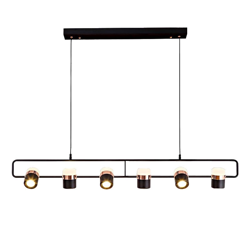 Lampade cilindriche dell'isola moderna lampada lampadario per l'isola multi-testa con ombra acrilica