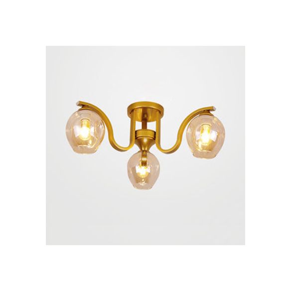 Creative Bud Shade semi-plafond Light 3 lumières en verre et plafond en métal pour salle d'étude