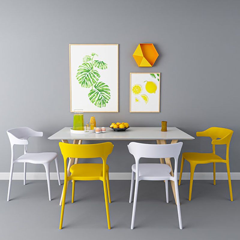 Sillas de comedor de plástico de estilo nórdico, respaldo abierto, silla lateral para uso doméstico