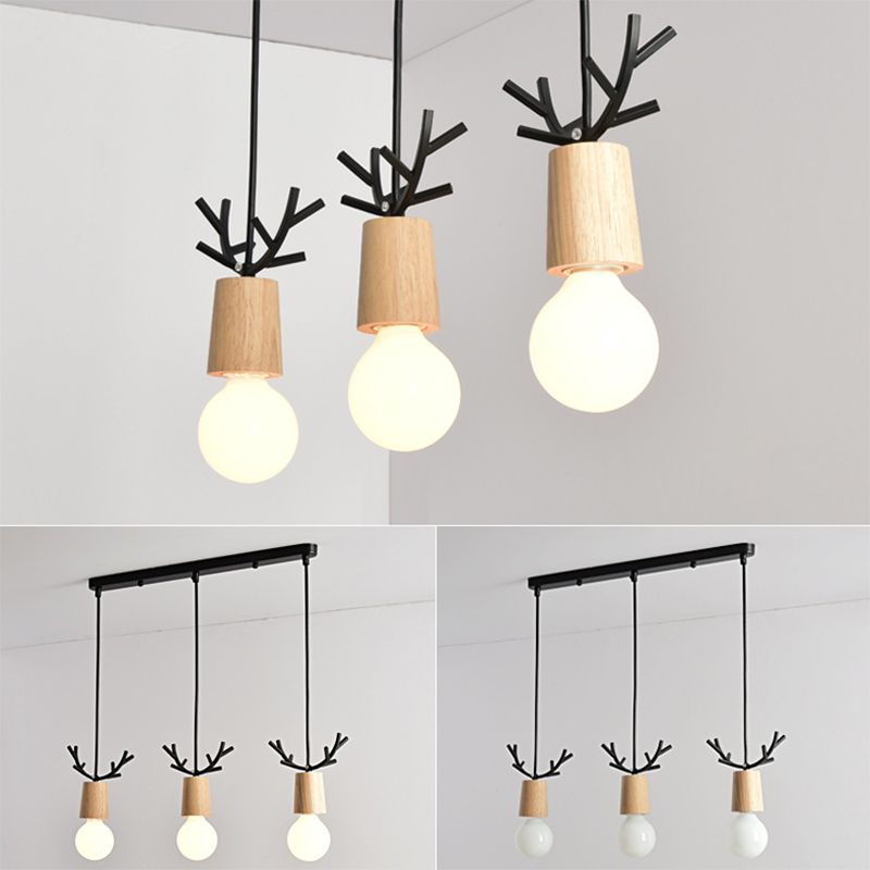 Eetkamer hangend licht licht lampje hangend plafondlicht met geweien houten schaduw