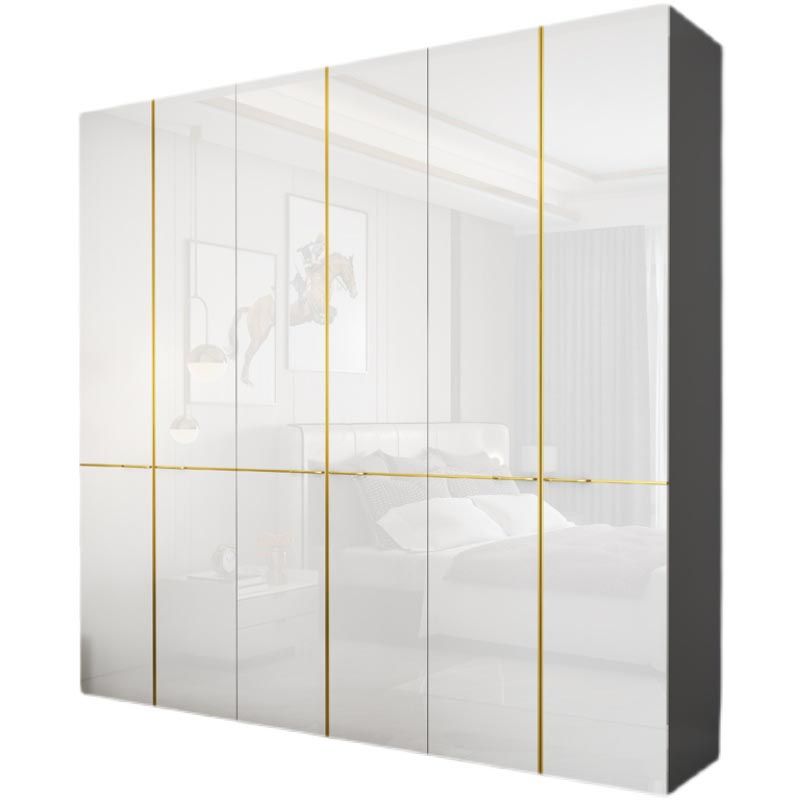 Modern Rectangle Wardrobe Cabinet Wooden White Cabinet with Clothes Rail