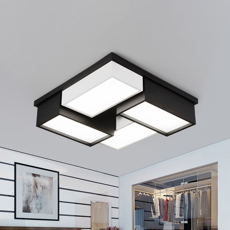 Quadrato/rettangolo vicino alla plafoniera Lampada da incasso a LED in metallo moderno per soggiorno in bianco e nero