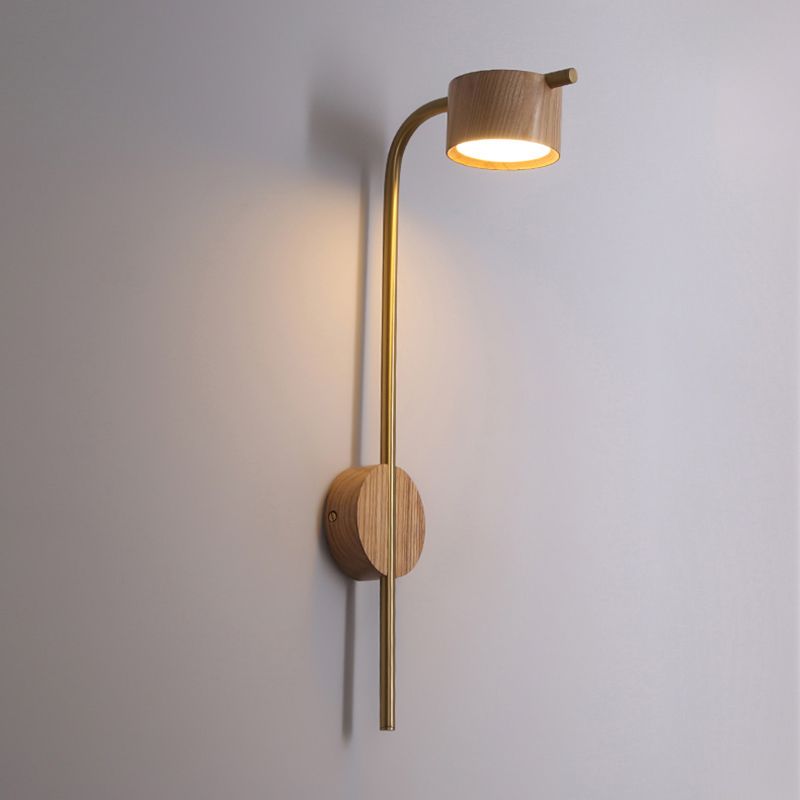 Contemporary Wood Wall Mounted Lighting Cylinder Shape Wall Lamp for Bedroom