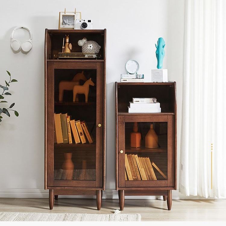 17.7" Wide Solid Wood Accent Cabinet 1 - Shelf and 1 - Door Glass Paned Chest