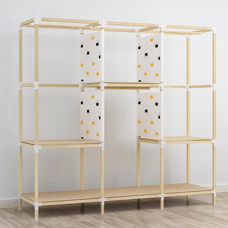 Contemporary Style Wardrobe Solid Wood 1-Door Wardrobe Closet for Home