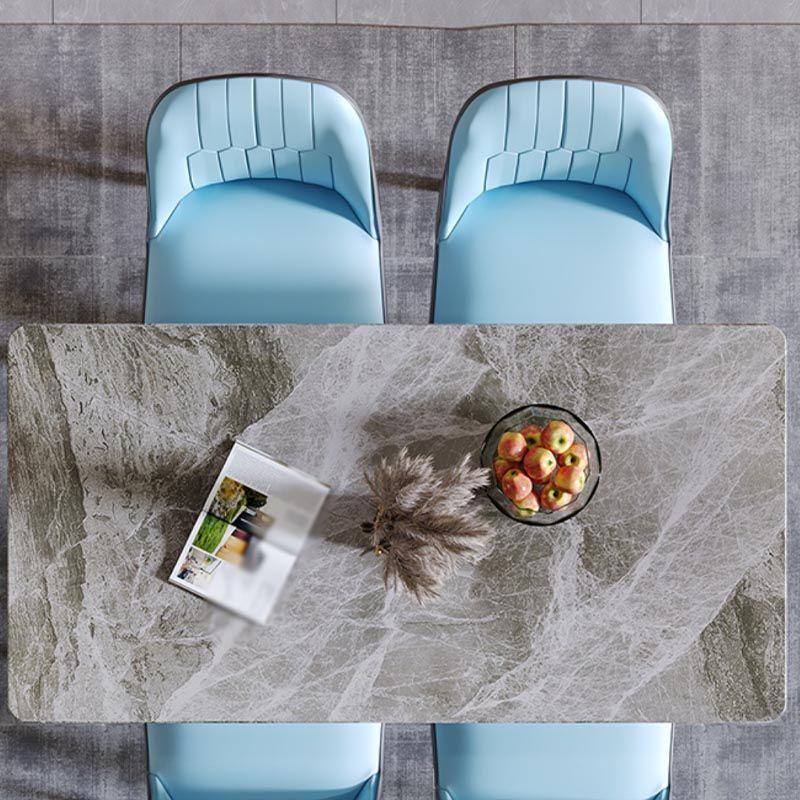 Rectangle Stone Industrial Table Standard Height Dining Table with 4 Legs