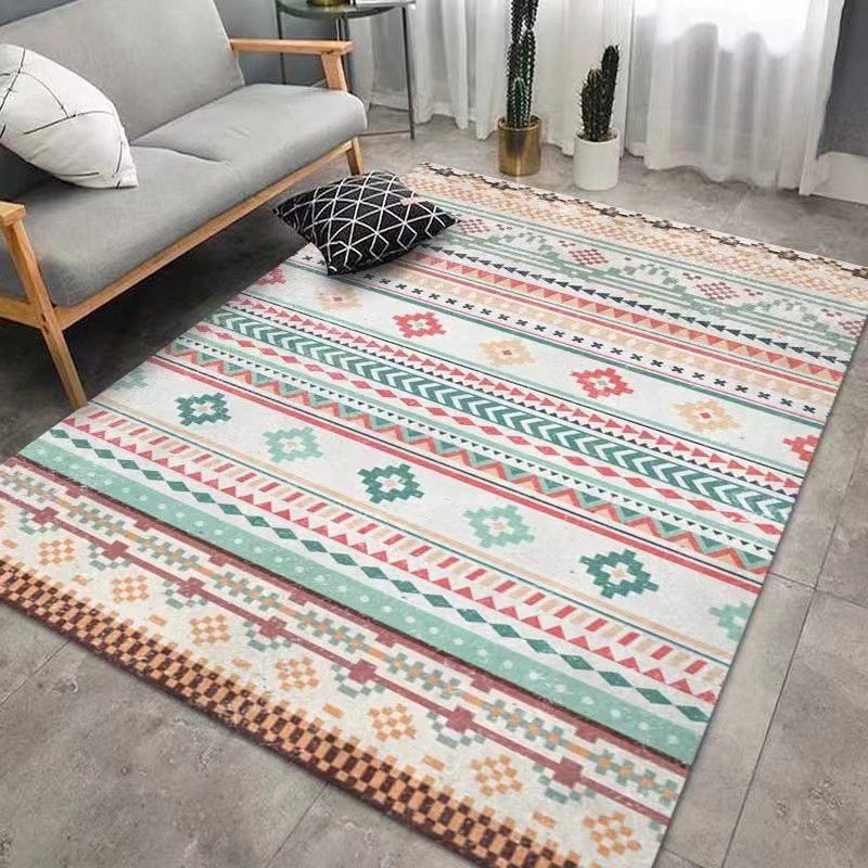 Beige Morocco Rug Polyester Graphic Rug Stain Resistant Rug for Living Room