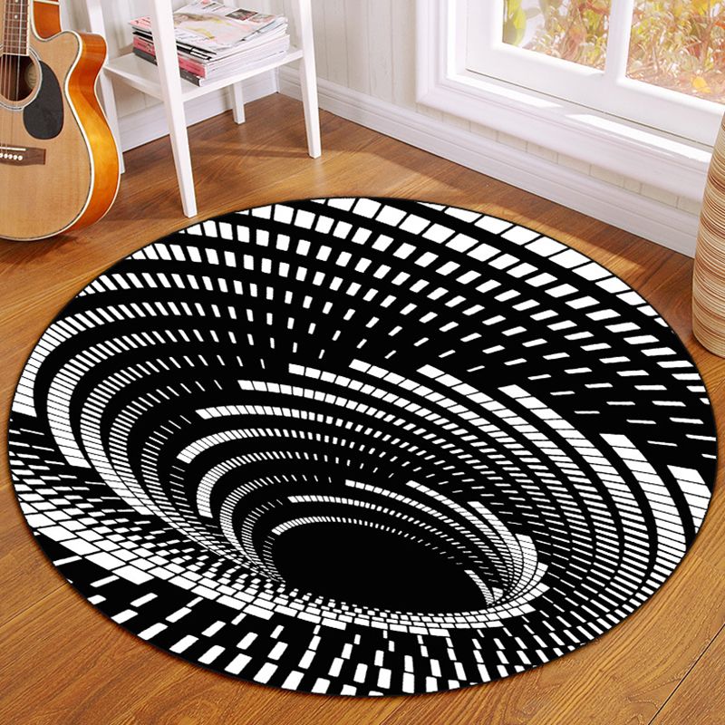 White Modern Rug Polyester Graphic Rug Non-Slip Backing Rug for Living Room