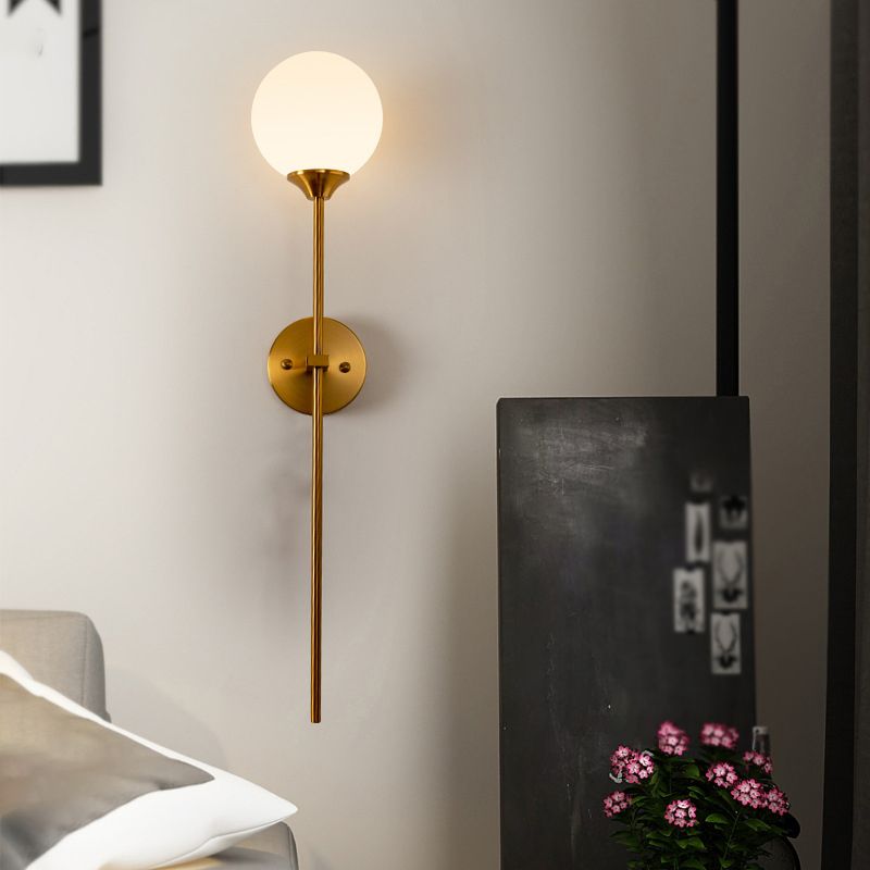 Gold Modern Metal Wall Sconce Ball Shape Wall Light with Glass Shade for Living Room